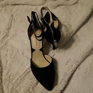 Pumps with zipper back and straps! Like new.